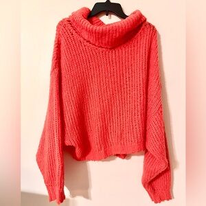🔥 Ultimate Cozy Anthropologie Vibrant Coral Turtleneck Knit Sweater